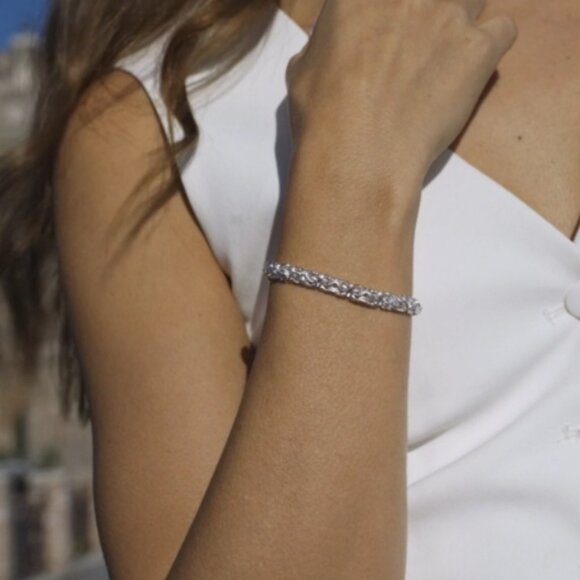 Miabella Italian 925 SS Byzantine Bracelet for Women, Handmade in Italy - Picture 1 of 3